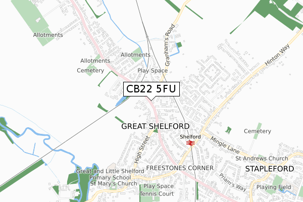 CB22 5FU map - small scale - OS Open Zoomstack (Ordnance Survey)