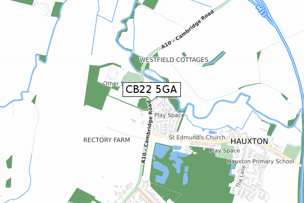 CB22 5GA map - small scale - OS Open Zoomstack (Ordnance Survey)