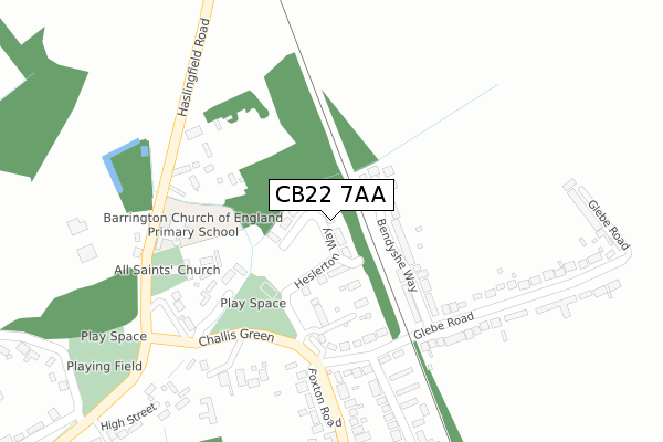 CB22 7AA map - large scale - OS Open Zoomstack (Ordnance Survey)