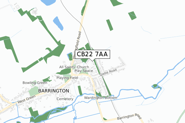 CB22 7AA map - small scale - OS Open Zoomstack (Ordnance Survey)