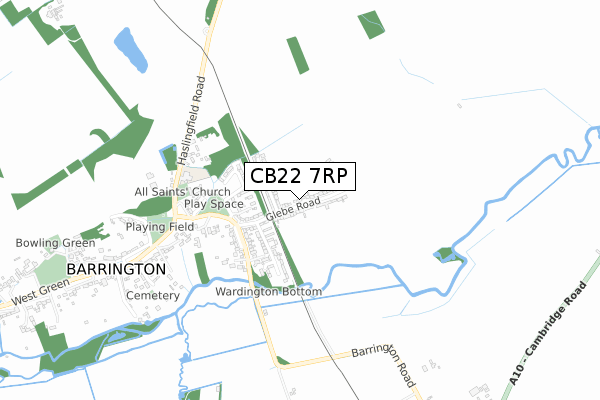 CB22 7RP map - small scale - OS Open Zoomstack (Ordnance Survey)