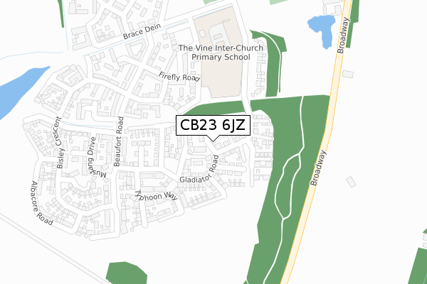 CB23 6JZ map - large scale - OS Open Zoomstack (Ordnance Survey)