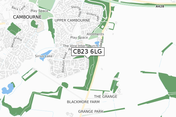 CB23 6LG map - small scale - OS Open Zoomstack (Ordnance Survey)