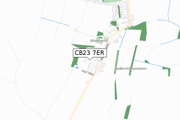 CB23 7ER map - small scale - OS Open Zoomstack (Ordnance Survey)