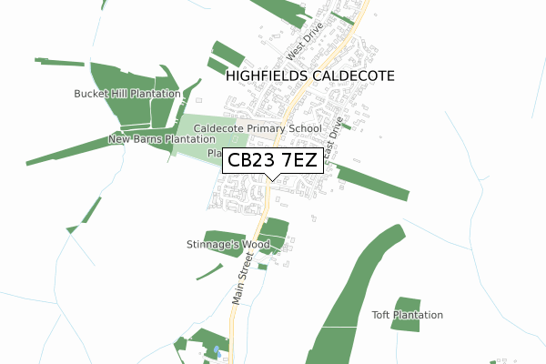 CB23 7EZ map - small scale - OS Open Zoomstack (Ordnance Survey)