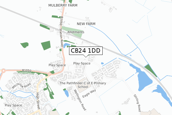CB24 1DD map - small scale - OS Open Zoomstack (Ordnance Survey)