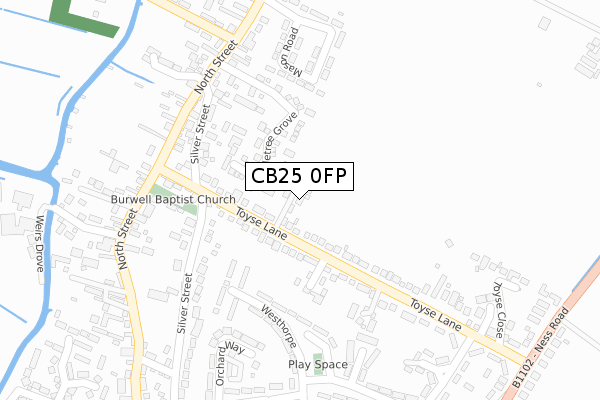 CB25 0FP map - large scale - OS Open Zoomstack (Ordnance Survey)