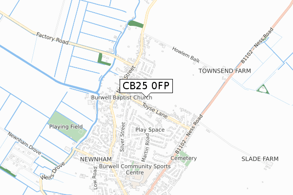 CB25 0FP map - small scale - OS Open Zoomstack (Ordnance Survey)