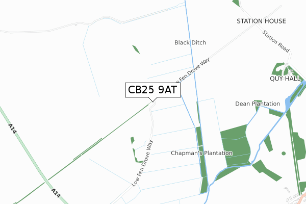 CB25 9AT map - small scale - OS Open Zoomstack (Ordnance Survey)