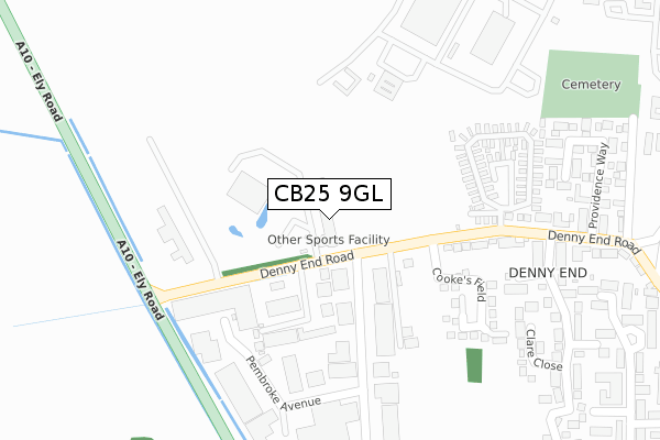 CB25 9GL map - large scale - OS Open Zoomstack (Ordnance Survey)