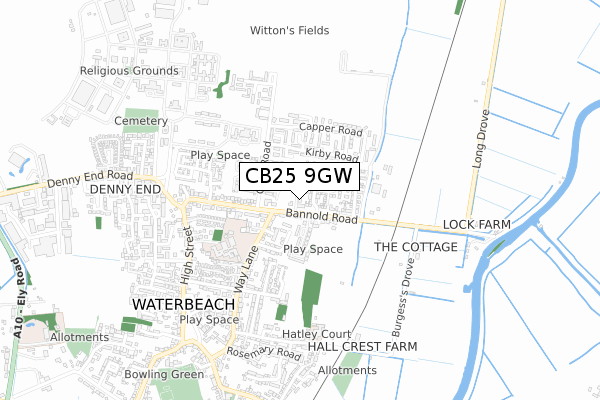 CB25 9GW map - small scale - OS Open Zoomstack (Ordnance Survey)