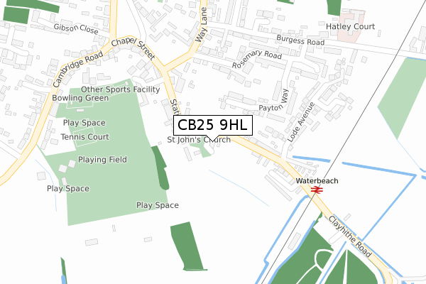 CB25 9HL map - large scale - OS Open Zoomstack (Ordnance Survey)