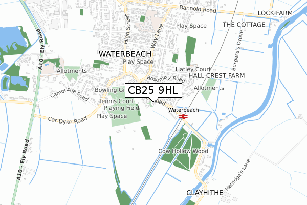 CB25 9HL map - small scale - OS Open Zoomstack (Ordnance Survey)