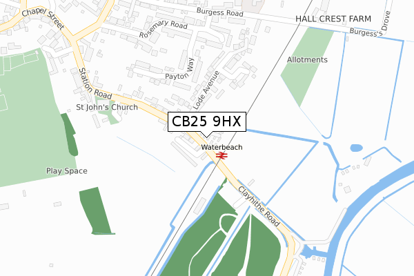 CB25 9HX map - large scale - OS Open Zoomstack (Ordnance Survey)