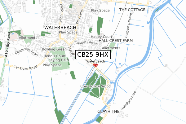 CB25 9HX map - small scale - OS Open Zoomstack (Ordnance Survey)