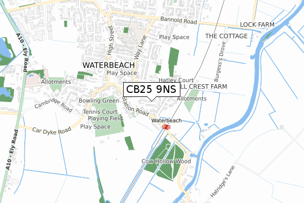 CB25 9NS map - small scale - OS Open Zoomstack (Ordnance Survey)