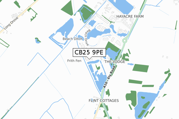 CB25 9PE map - small scale - OS Open Zoomstack (Ordnance Survey)