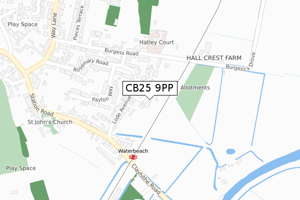 CB25 9PP map - large scale - OS Open Zoomstack (Ordnance Survey)