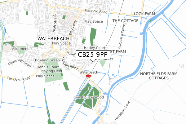 CB25 9PP map - small scale - OS Open Zoomstack (Ordnance Survey)