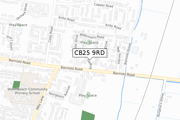 CB25 9RD map - large scale - OS Open Zoomstack (Ordnance Survey)