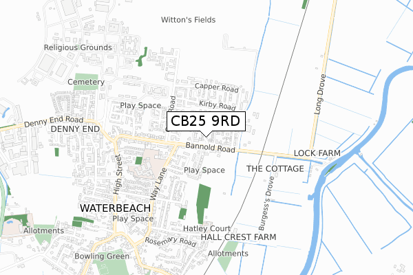 CB25 9RD map - small scale - OS Open Zoomstack (Ordnance Survey)