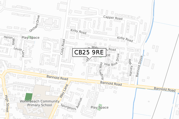 CB25 9RE map - large scale - OS Open Zoomstack (Ordnance Survey)