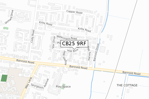 CB25 9RF map - large scale - OS Open Zoomstack (Ordnance Survey)