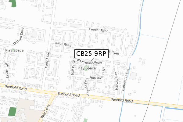 CB25 9RP map - large scale - OS Open Zoomstack (Ordnance Survey)