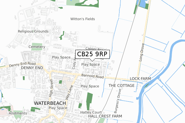 CB25 9RP map - small scale - OS Open Zoomstack (Ordnance Survey)