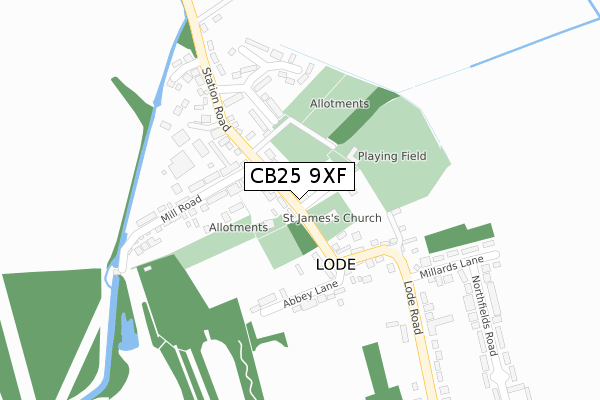 CB25 9XF map - large scale - OS Open Zoomstack (Ordnance Survey)