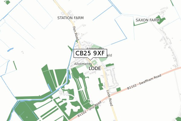 CB25 9XF map - small scale - OS Open Zoomstack (Ordnance Survey)