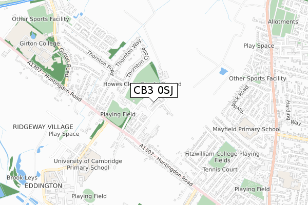 CB3 0SJ map - small scale - OS Open Zoomstack (Ordnance Survey)