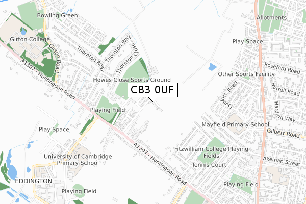 CB3 0UF map - small scale - OS Open Zoomstack (Ordnance Survey)