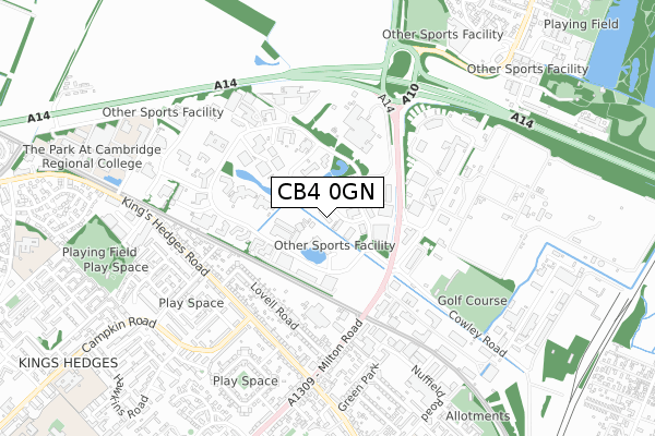 CB4 0GN map - small scale - OS Open Zoomstack (Ordnance Survey)