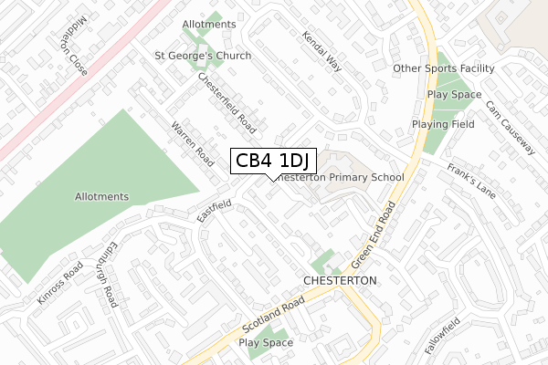 CB4 1DJ map - large scale - OS Open Zoomstack (Ordnance Survey)