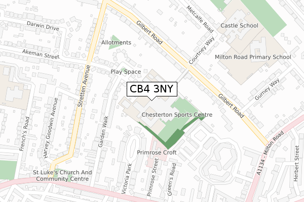 CB4 3NY map - large scale - OS Open Zoomstack (Ordnance Survey)