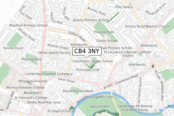 CB4 3NY map - small scale - OS Open Zoomstack (Ordnance Survey)