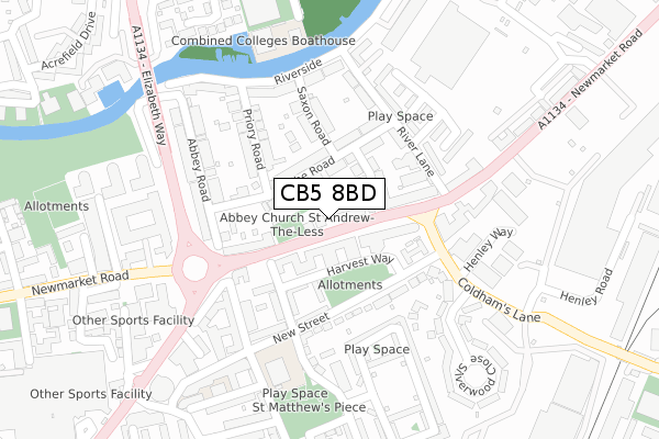 CB5 8BD map - large scale - OS Open Zoomstack (Ordnance Survey)