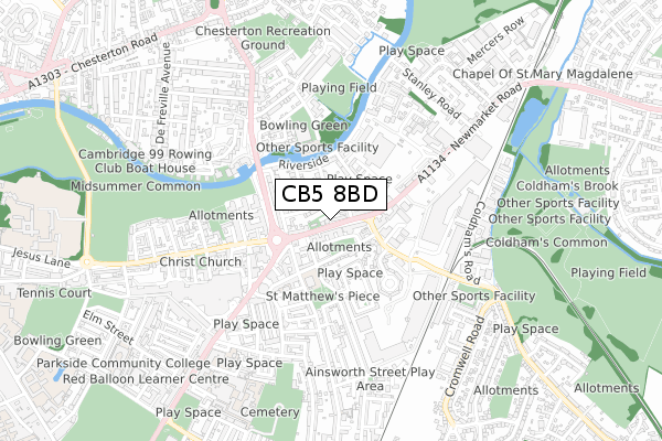 CB5 8BD map - small scale - OS Open Zoomstack (Ordnance Survey)