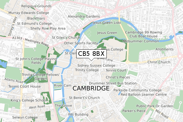 CB5 8BX map - small scale - OS Open Zoomstack (Ordnance Survey)