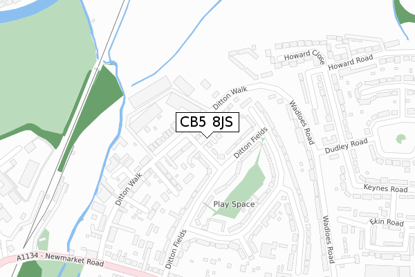 CB5 8JS map - large scale - OS Open Zoomstack (Ordnance Survey)