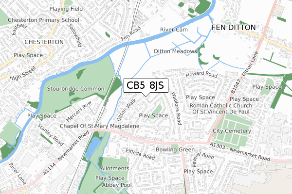 CB5 8JS map - small scale - OS Open Zoomstack (Ordnance Survey)