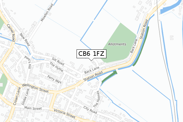 CB6 1FZ map - large scale - OS Open Zoomstack (Ordnance Survey)