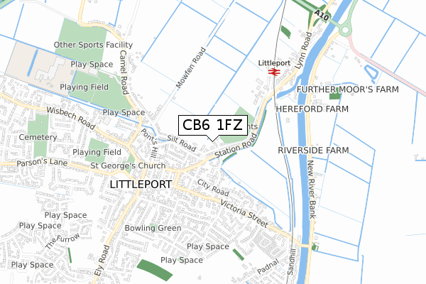 CB6 1FZ map - small scale - OS Open Zoomstack (Ordnance Survey)