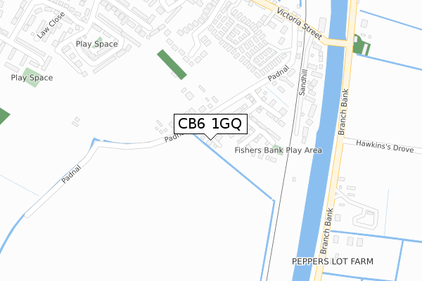 CB6 1GQ map - large scale - OS Open Zoomstack (Ordnance Survey)