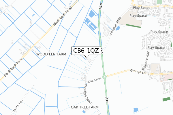 CB6 1QZ map - small scale - OS Open Zoomstack (Ordnance Survey)