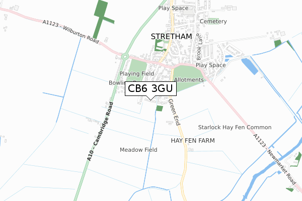 CB6 3GU map - small scale - OS Open Zoomstack (Ordnance Survey)