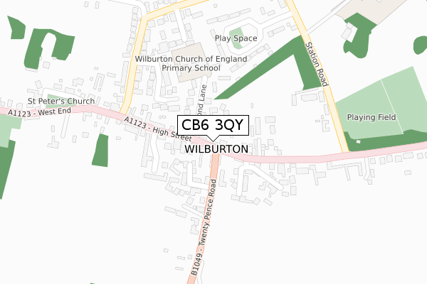 CB6 3QY map - large scale - OS Open Zoomstack (Ordnance Survey)