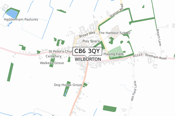 CB6 3QY map - small scale - OS Open Zoomstack (Ordnance Survey)