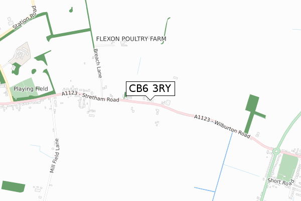 CB6 3RY map - small scale - OS Open Zoomstack (Ordnance Survey)